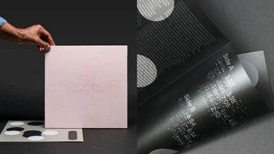 Cover and foils design showcasing elegant print elements and textures for high-quality production.